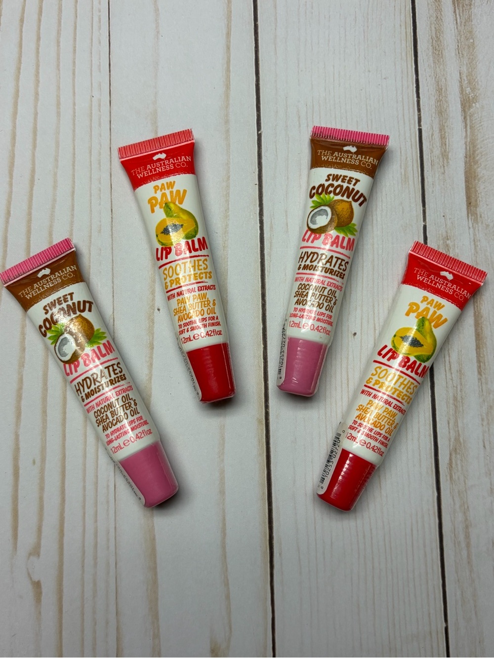 The Australian Wellness Co. Sweet Coconut and Paw Paw Lip Balms